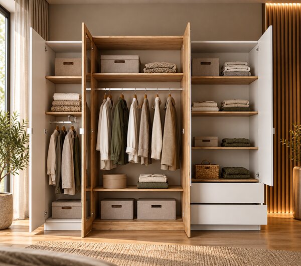 ŠATNÍKOVÁ SKRIŇA NORDVIK DUB CRAFT + BIELA 230 cm