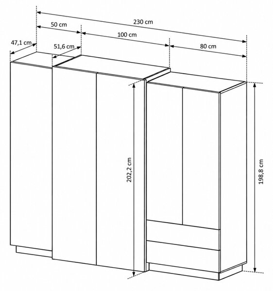 ŠATNÍKOVÁ SKRIŇA NORDVIK DUB CRAFT + BIELA 230 cm
