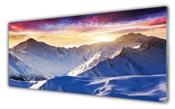 Sklenený obklad Do kuchyne Hory sneh príroda 125x50 cm