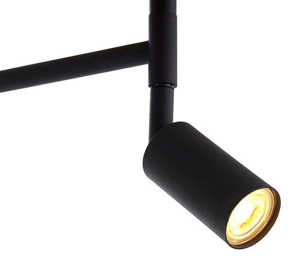Stojacia lampa čierna s čiernym tienidlom a nastaviteľnou lampou na čítanie - Ladas