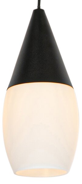 Moderné závesné svietidlo čierne s opálovým sklom - Drop