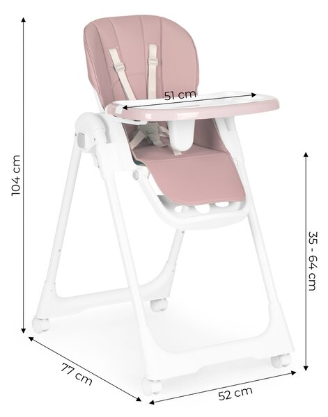 Vysoká stolička na kŕmenie, výškovo nastaviteľná PINK