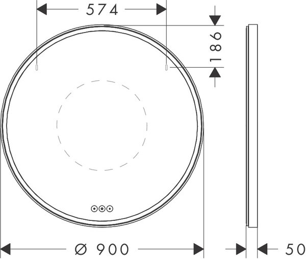 Hansgrohe Xarita S - Zrkadlo s LED osvetlením 900x50 mm s kapacitným dotykovým senzorom, biela matná 54981700