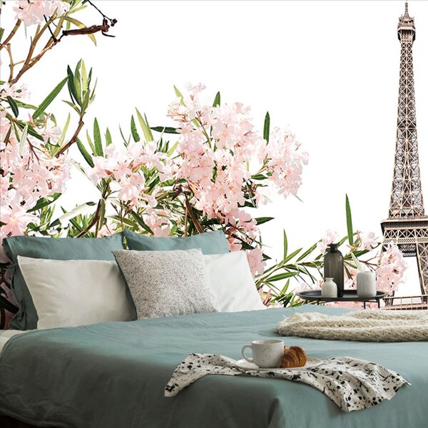 Fototapeta Eiffelova veža a ružové kvety