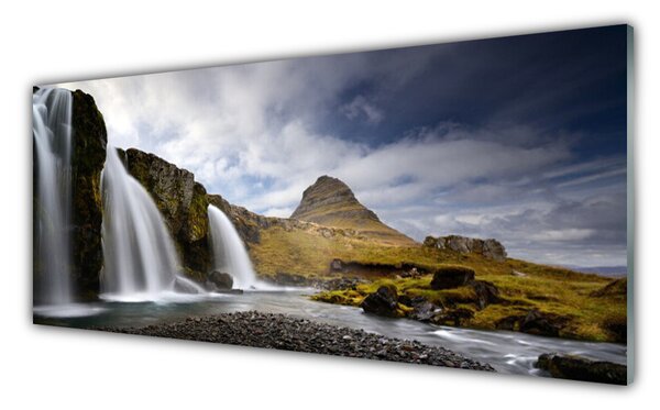 Sklenený obklad Do kuchyne Vodopád hory príroda 125x50 cm
