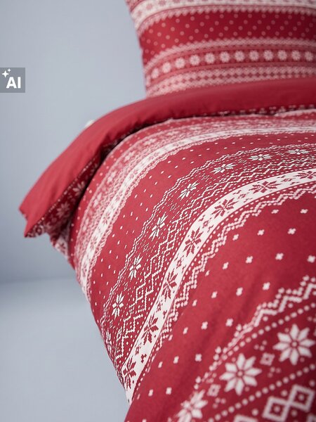 Sinsay - Sada posteľnej bielizne so vianočným vzorom - červená