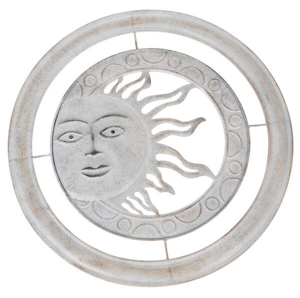 Nástenná kovová dekorácia Slnko sivá, pr. 50 cm