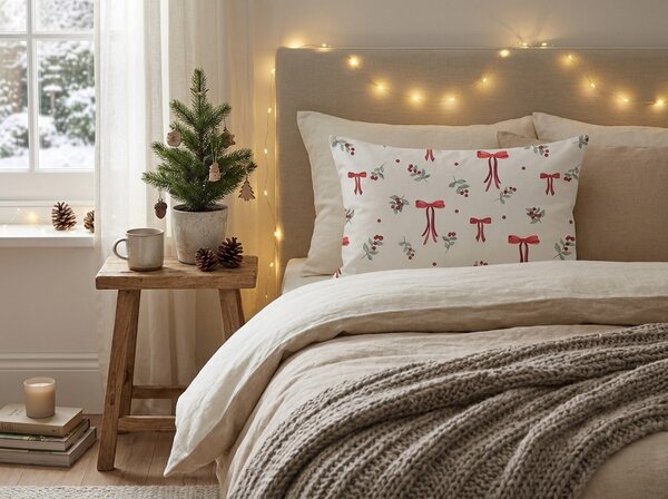 Polybavlnená obliečka na vankúš HOLLY BOWS POLY 50x70 cm, farebná