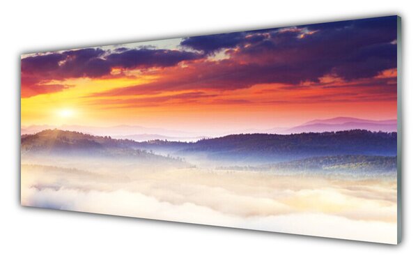 Sklenený obklad Do kuchyne Hora slnko krajina 125x50 cm