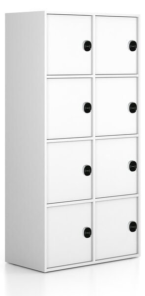 Kancelárska skriňa FRAME, 8x dvere, 872 x 450 x 1735 mm, RFID zámok, biela