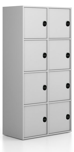 Kancelárska skriňa FRAME, 8x dvere, 872 x 450 x 1735 mm, RFID zámok, sivá