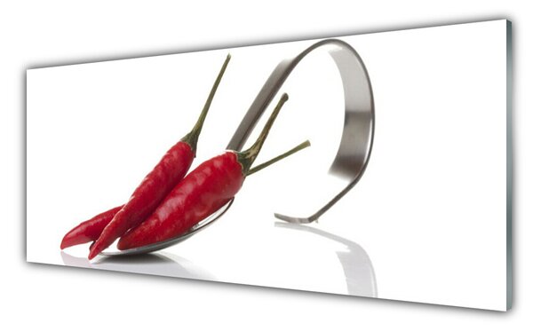 Sklenený obklad Do kuchyne Chilli lyžica kuchyňa 125x50 cm