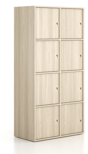 Kancelárska skriňa FRAME, 8x dvere, 872 x 450 x 1735 mm, cylindrický zámok, dub prírodný