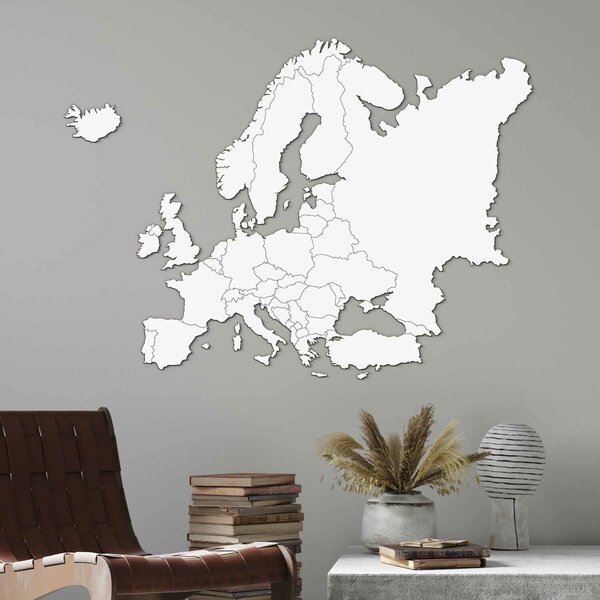 DUBLEZ | Drevená mapa Európy na stenu - s hranicami štátov
