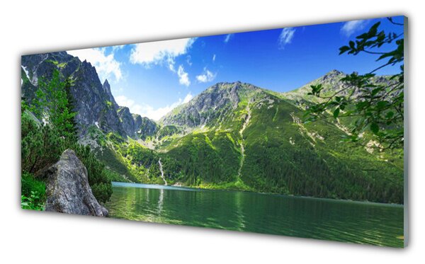 Sklenený obklad Do kuchyne Hora jazero príroda 125x50 cm