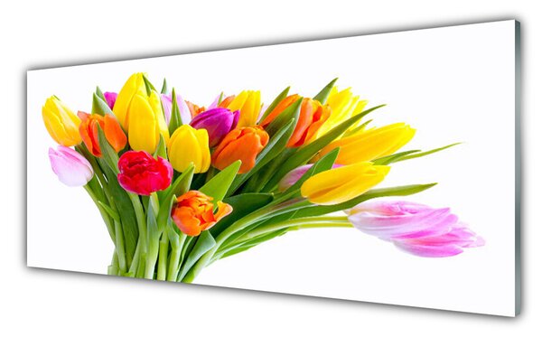 Sklenený obklad Do kuchyne Tulipány kvety rastlina 125x50 cm