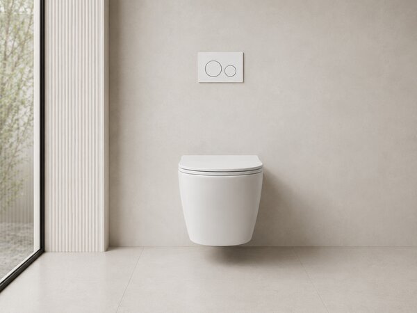 CERANO - WC závesné Cesso, Vortex + Slim/UF sedátko - biela matná - 49x36 cm