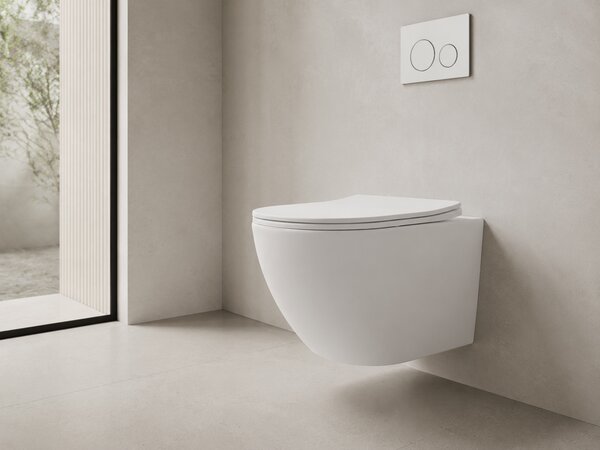 CERANO - WC závesné Cesso, Vortex + Slim/UF sedátko - biela matná - 49x36 cm