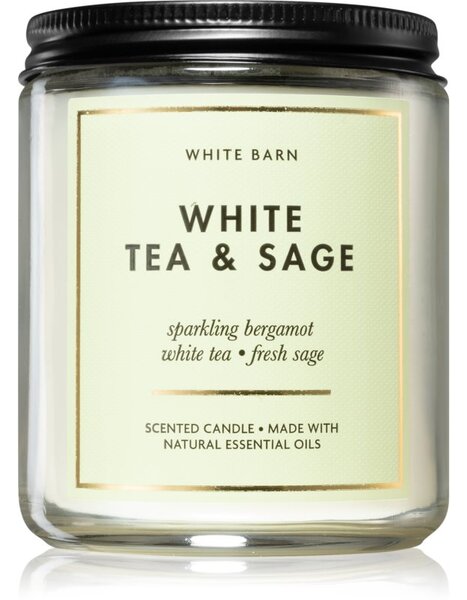 Bath & Body Works White Tea & Sage vonná sviečka 198 g