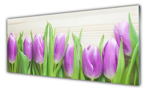 Sklenený obklad Do kuchyne Tulipány kvety príroda 125x50 cm