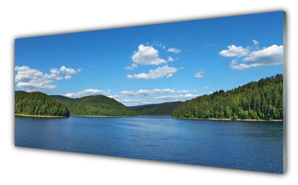 Sklenený obklad Do kuchyne Jazero les príroda 125x50 cm