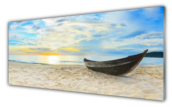 Sklenený obklad Do kuchyne Szklane loďku plaża morze 125x50 cm