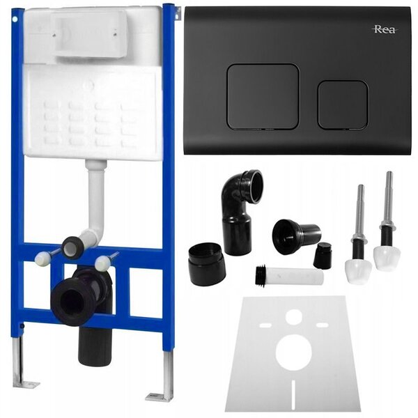 Rea, podomietkový systém pre závesné WC a čierne tlačidlo typ F, KPL-90007