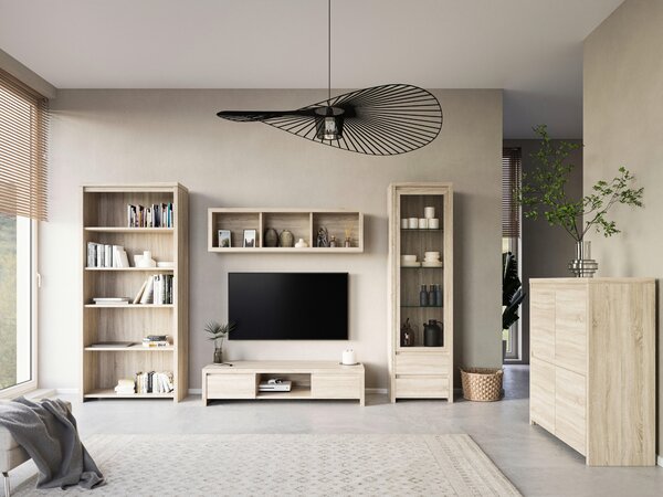 NÍZKA KOMODA, farba duba, 144/34/40 cm MID.YOU - TV nábytok, Online Only