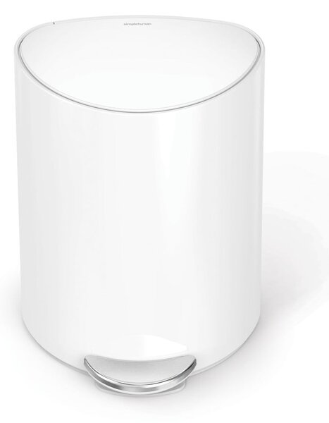 Biely nášľapný kovový odpadkový kôš 6 l – simplehuman
