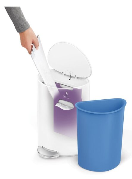 Biely nášľapný kovový odpadkový kôš 6 l – simplehuman