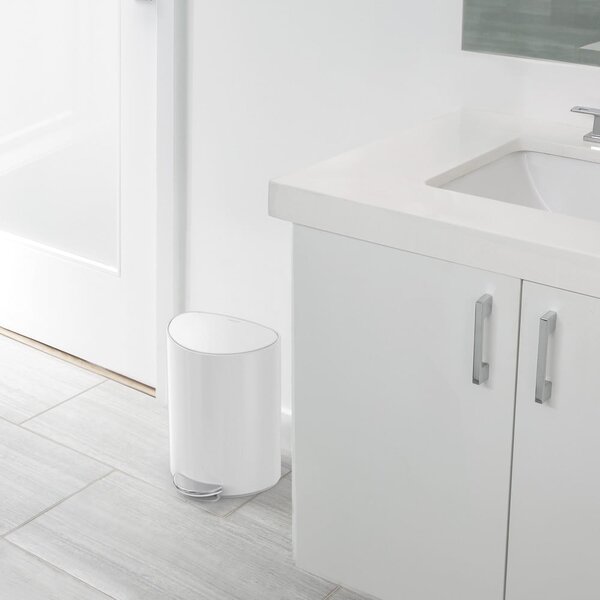 Biely nášľapný kovový odpadkový kôš 6 l – simplehuman