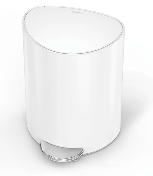 Biely nášľapný kovový odpadkový kôš 6 l – simplehuman