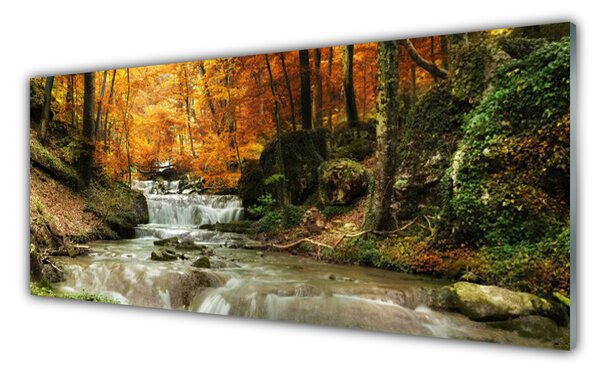 Sklenený obklad Do kuchyne Vodopád les príroda 125x50 cm