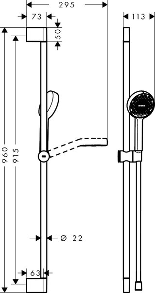 Hansgrohe Activera Select S - Sprchová súprava 95 2jet s tyčou 900 mm, EcoSmart, chróm 28046000