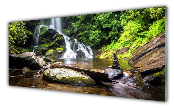 Sklenený obklad Do kuchyne Vodopád kamene les príroda 125x50 cm