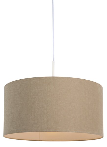 Vidiecka závesná lampa biela s béžovým odtieňom 50 cm - Combi 1