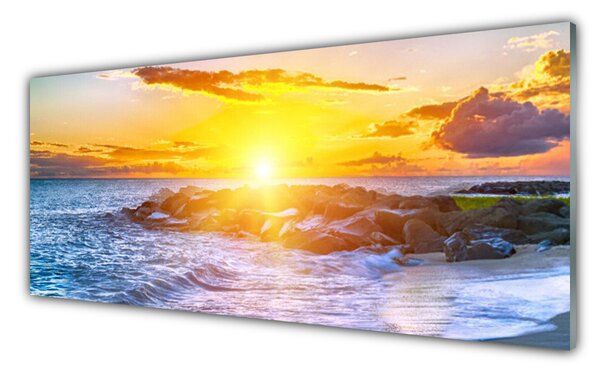 Sklenený obklad Do kuchyne Západ slnka more pobrežie 125x50 cm