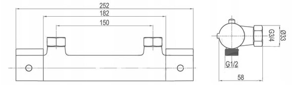 Invena Slim, termostatická sprchová batéria 150mm, chrómová, BT-00-S01-x