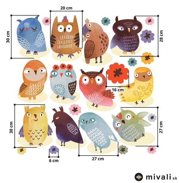 Samolepky na stenu - Sovy