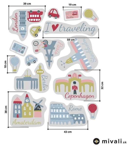 Samolepky na stenu - Hlavné mestá