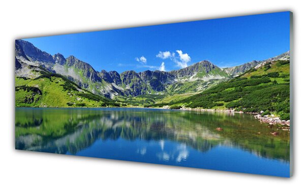 Sklenený obklad Do kuchyne Hora jazero príroda 125x50 cm