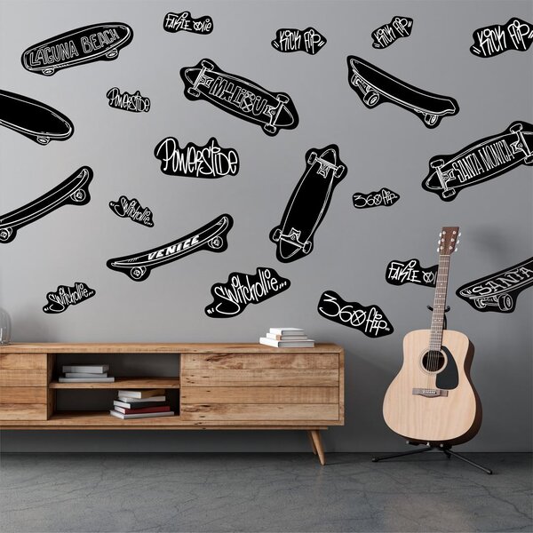 Samolepky na stenu - Longboardy čierne