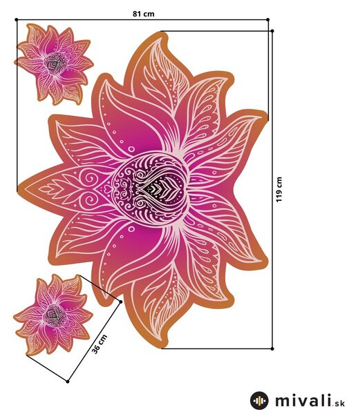 Samolepky na stenu - Lotosová mandala fuchsiová