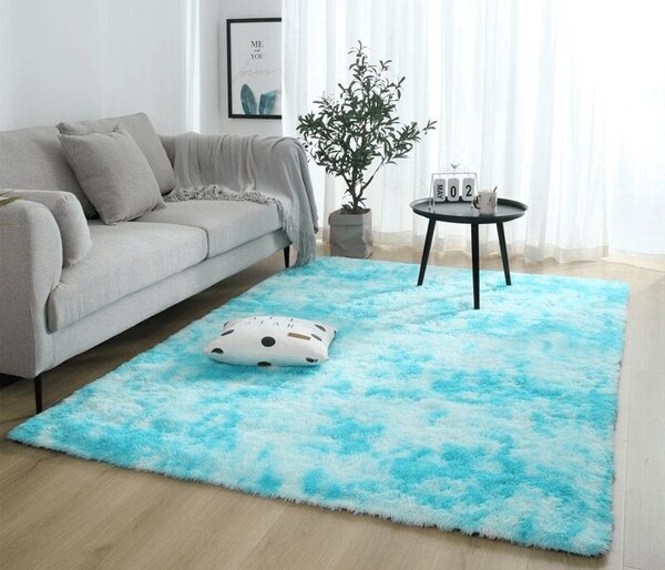 TZ Modrý obdĺžnikový shaggy koberec Ombre Rozmer: 120x170 cm