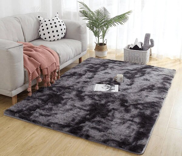 TZ Tmavosivý obdĺžnikový shaggy koberec Ombre Rozmer: 80x150 cm