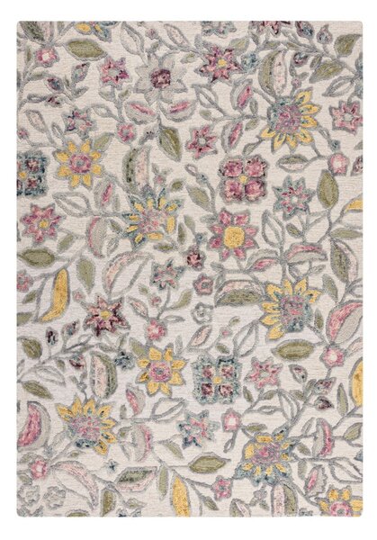 Krémový ručne tkaný vlnený koberec 160x230 cm Tania Floral – Flair Rugs
