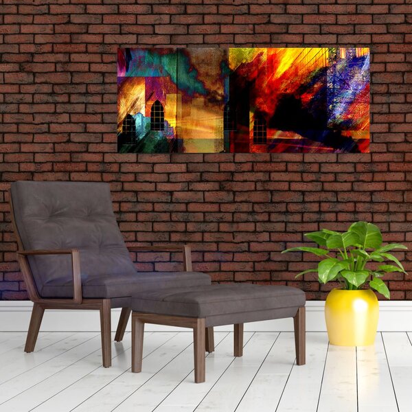 Obraz - Farebná abstrakcia mesta (120x50 cm)