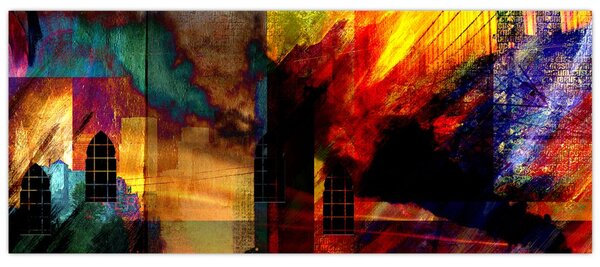 Obraz - Farebná abstrakcia mesta (120x50 cm)