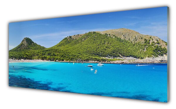 Sklenený obklad Do kuchyne Hory more príroda 125x50 cm