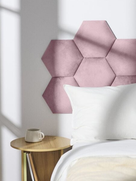 Sinsay - Čalúnené hexagonálne nástenné panely - pastelová ružová